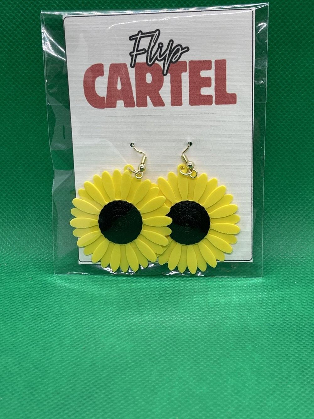Sunflower Dangle Drop Earrings Pla Daisy Floral Women's Sunshine Jewelry
